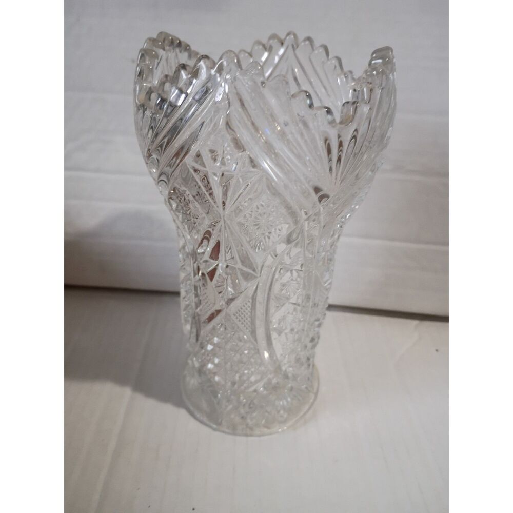 7 1/2" American Brilliant EAPG Sawtooth Vase